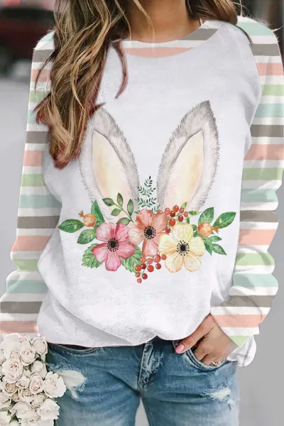 Mardi Gras Women Mask Hat Graphic Print Crewneck Long Sleeve Sweatshirt