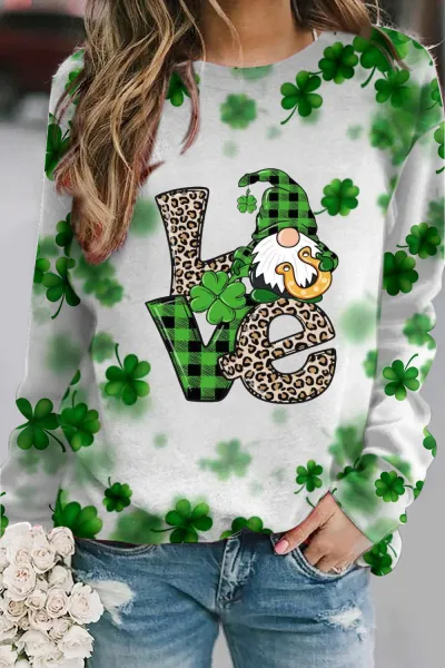 Mardi Gras Women Mask Hat Graphic Print Crewneck Long Sleeve Sweatshirt