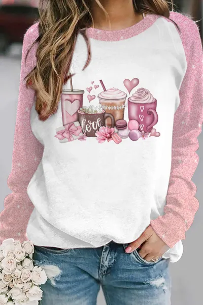 Mardi Gras Women Mask Hat Graphic Print Crewneck Long Sleeve Sweatshirt