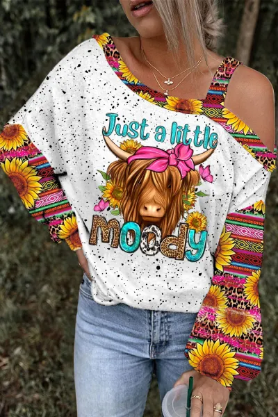 Mardi Gras Women Yellow Green Purple Tricolor Letter Mask Print Shoulder Long Sleeve Sweatshirt
