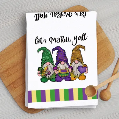 Mardi Gras Carnival Holiday Kitchen Decoration Dishwashing Towel