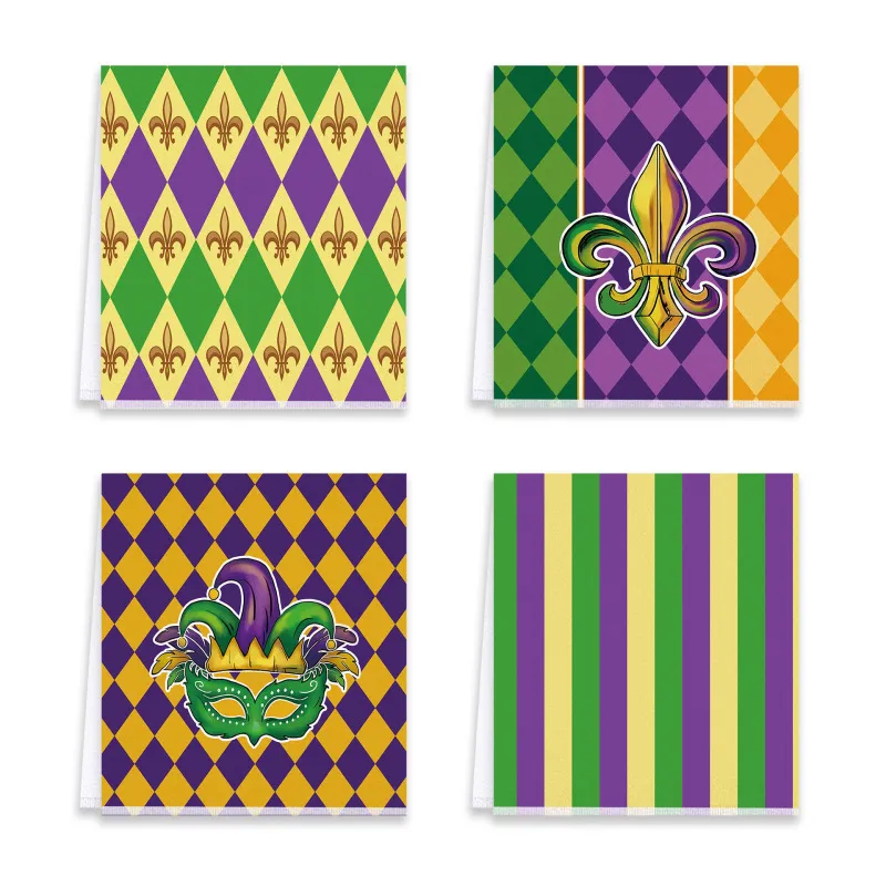 Mardi Gras Carnival Holiday Kitchen Decoration Dishwashing Towel