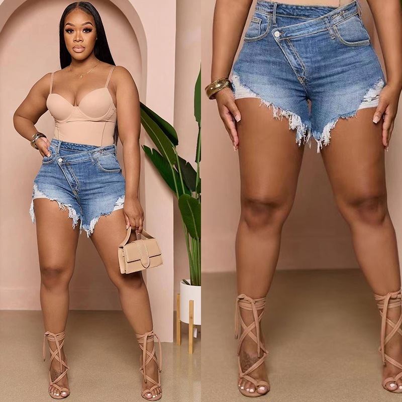 Wholesale Women Fashion Tassel Brushed Denim Shorts