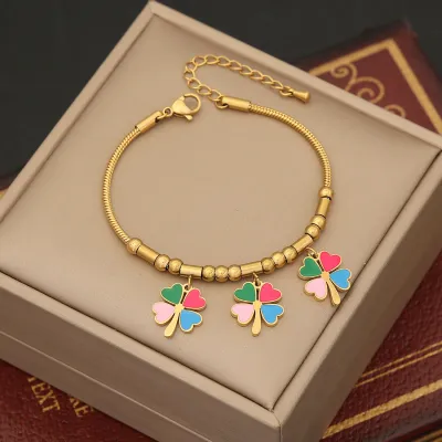 Butterfly Eyes Heart Shaped Stainless Steel Fashion Bracelet