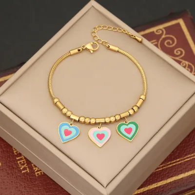 Butterfly Eyes Heart Shaped Stainless Steel Fashion Bracelet