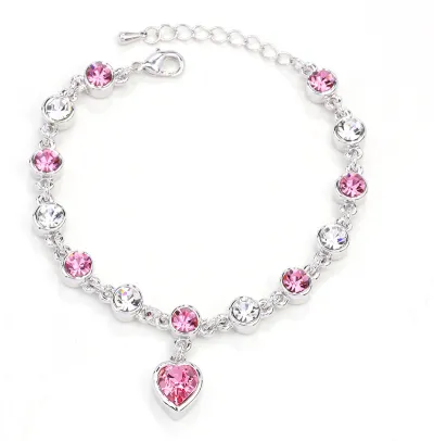 Fashion Heart-Shaped Rhinestone Bracelet for Women