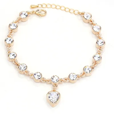 Fashion Heart-Shaped Rhinestone Bracelet for Women