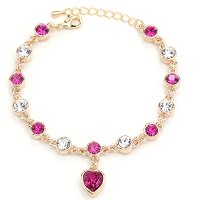 Fashion Heart-Shaped Rhinestone Bracelet for Women