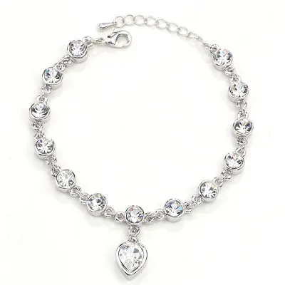 Fashion Heart-Shaped Rhinestone Bracelet for Women