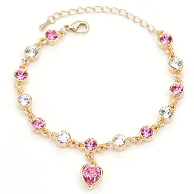Fashion Heart-Shaped Rhinestone Bracelet for Women
