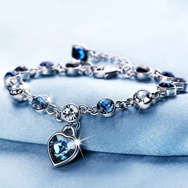 Fashion Heart-Shaped Rhinestone Bracelet for Women