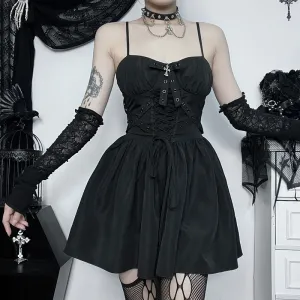 Women Gothic Slim-Fit Strap Sling Dress Fresh Sweet