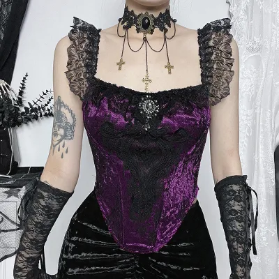 Women Gothic Lace Camisole Tank Top
