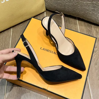 Women Fashion Solid Color Pointed Toe High Heeled Sandals