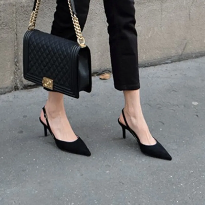 Women Fashion Solid Color Pointed Toe High Heeled Sandals