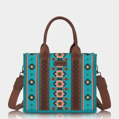 Boho Canvas Women Shoulder Tote Bag with Zipper
