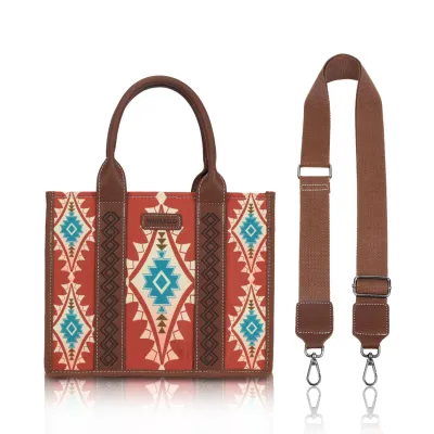 Boho Canvas Women Shoulder Tote Bag with Zipper