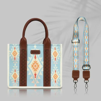 Boho Canvas Women Shoulder Tote Bag with Zipper