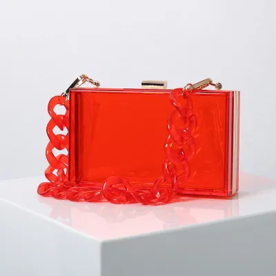 Women Fashion Transparent Acrylic Square Chain Evening Bag