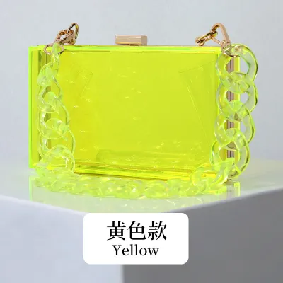 Women Fashion Transparent Acrylic Square Chain Evening Bag