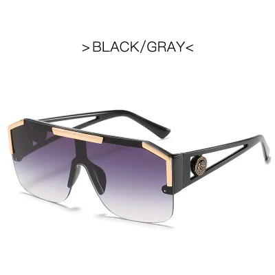 Large Frame Lion Head Hollow Design One Piece Sunglasses