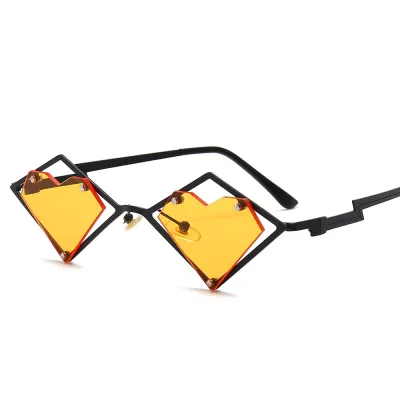 Valentine Day Love Heart Street Y2k Hip Hop Irregular Hollow Metal Frame Sunglasses