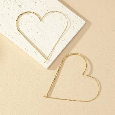 Valentine Simple Fashion Hollow Heart Hoop Earrings for Women
