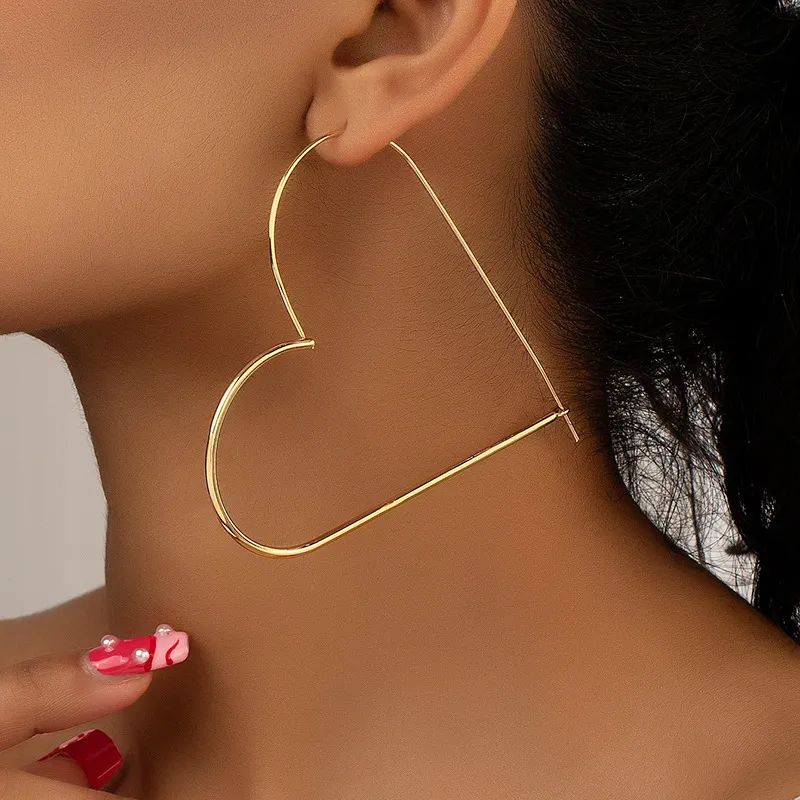 Valentine Simple Fashion Hollow Heart Hoop Earrings for Women