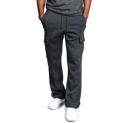 Men Fashion Casual Basic Versatile Solid Color Plus Size Cargo Pants