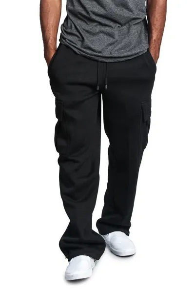 Men Fashion Casual Basic Versatile Solid Color Plus Size Cargo Pants