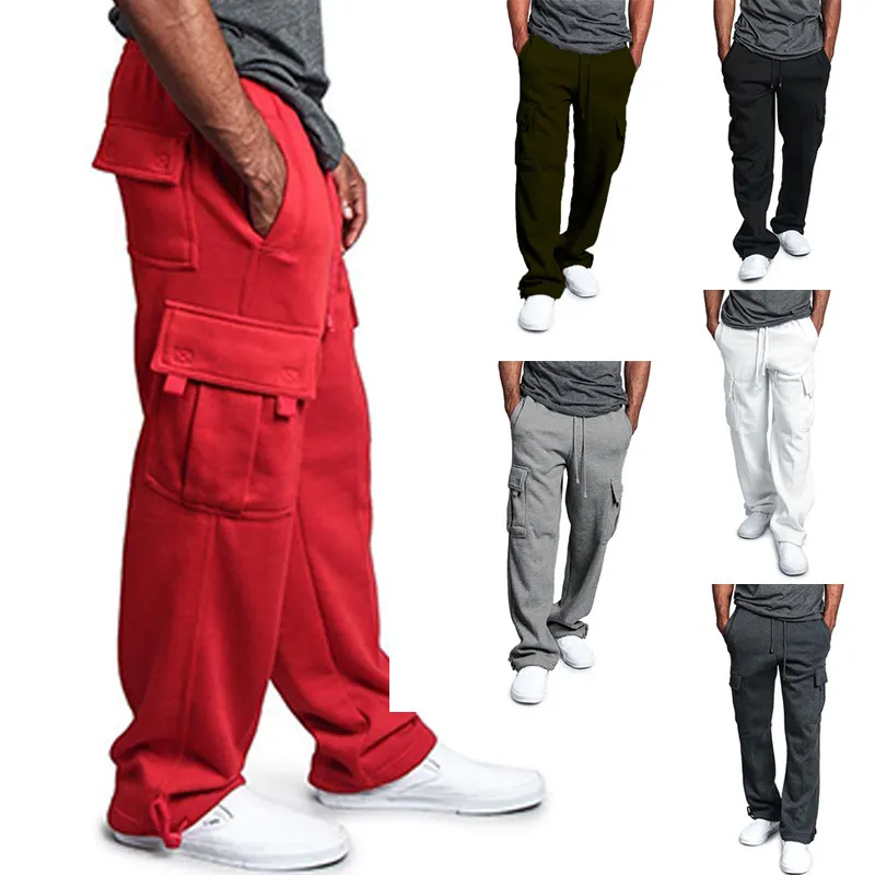 Men Fashion Casual Basic Versatile Solid Color Plus Size Cargo Pants