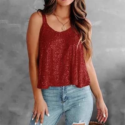 Summer Women Fashion Sexy Sling Thin Flash Camisole Tank Top