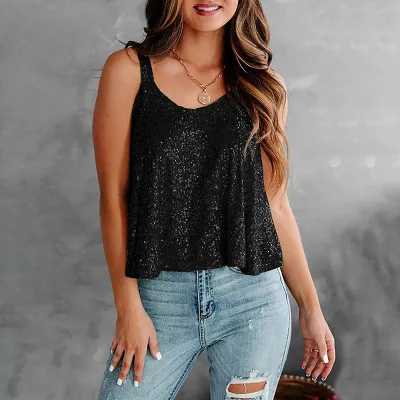 Summer Women Fashion Sexy Sling Thin Flash Camisole Tank Top