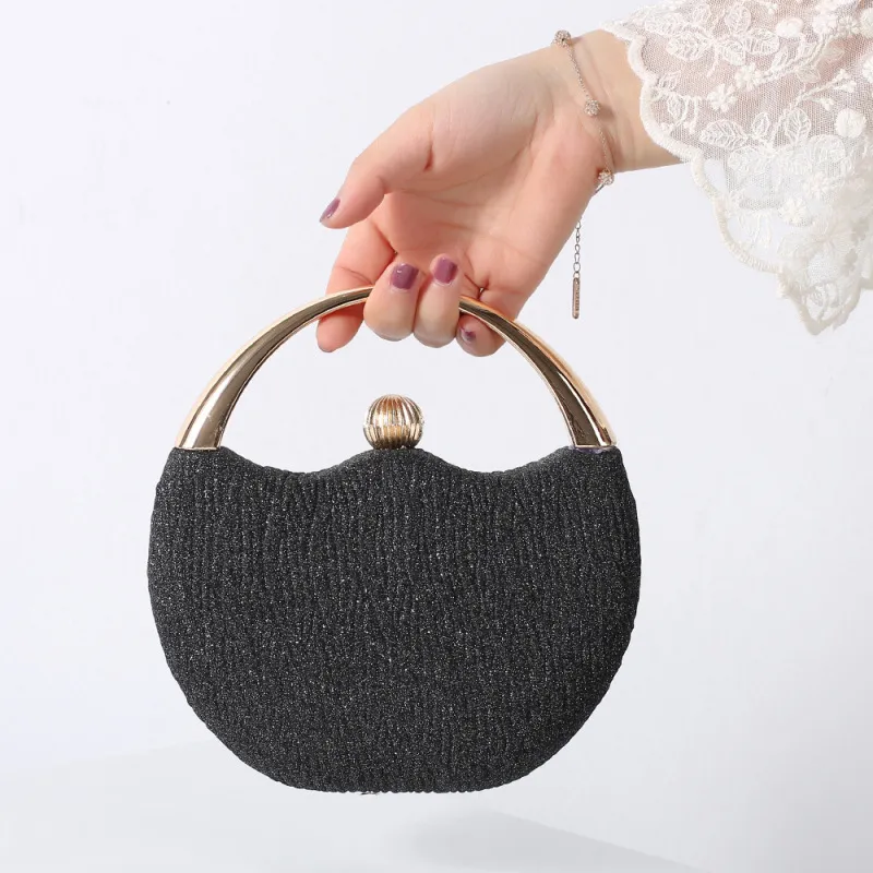 Women Fashion Creative Arc Bright Powder Portable Evening Clutch Bag