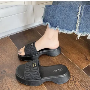 Women Fashion Casual Plus Size Thick-Soled Square Toe Slippers