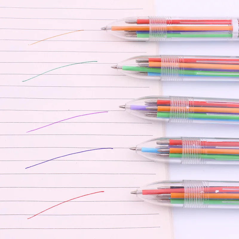 Creative Multi-Functional 6 Color Press Ballpoint Pen Bullet Tip 0.5 Stationery