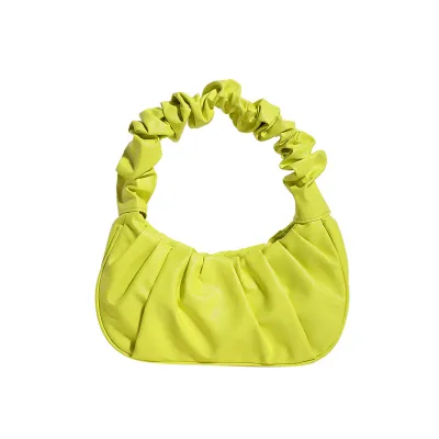Women Fashion Solid Color Creased PU Shoulder Bag Medium Cloud Pack