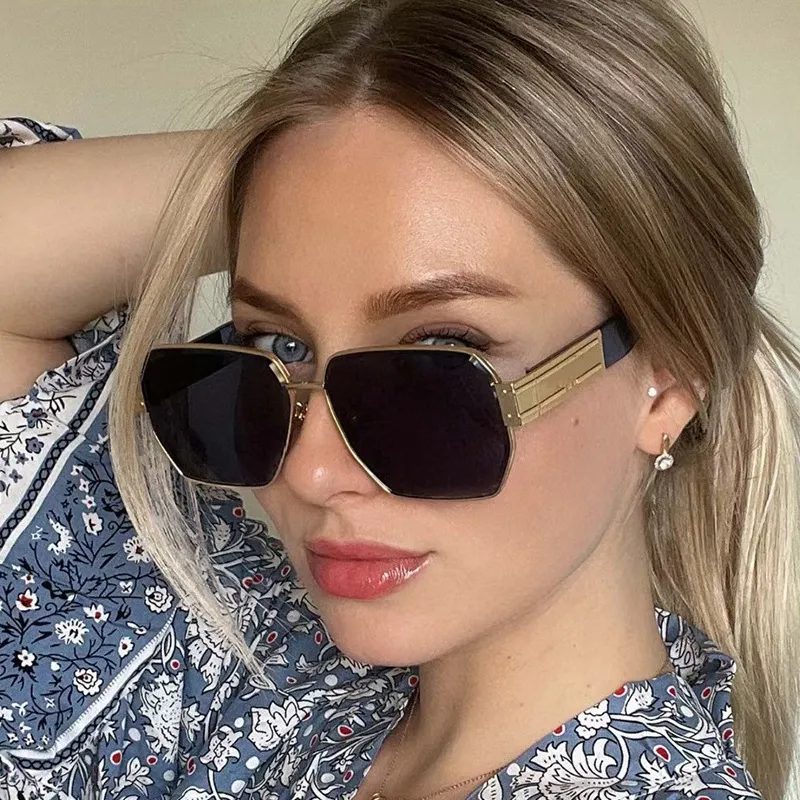 Women's Retro Polygon Large Frame Fashion Sunglasses