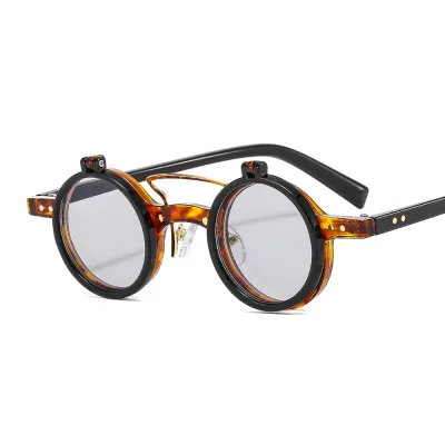 Y2K Outdoor Round Frame Punk Double Layer Flip Sunglasses