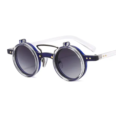 Y2K Outdoor Round Frame Punk Double Layer Flip Sunglasses