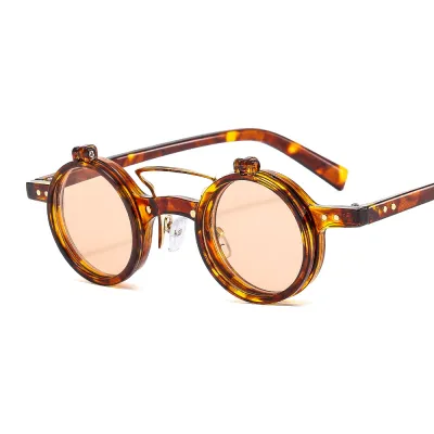 Y2K Outdoor Round Frame Punk Double Layer Flip Sunglasses