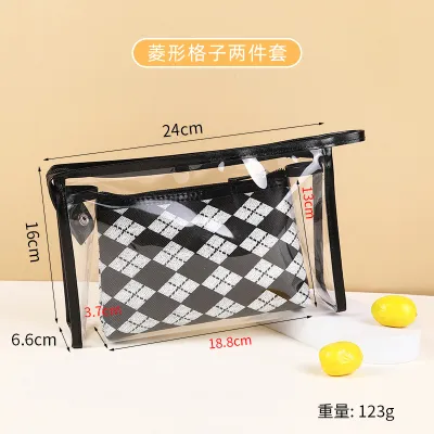 Houndstooth Plaid Travel Waterproof Portable Wash Bag Cosmetics Skin Care Storage Makeup Bag