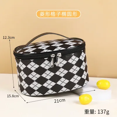 Houndstooth Plaid Travel Waterproof Portable Wash Bag Cosmetics Skin Care Storage Makeup Bag