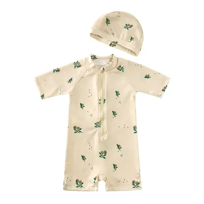 Kids Toddler Boys Girls Cute Sweet Cartoon Print Zipper Short Sleeve Round Neck Rompers