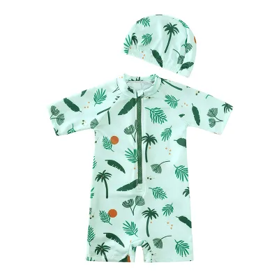 Kids Toddler Boys Girls Cute Sweet Cartoon Print Zipper Short Sleeve Round Neck Rompers