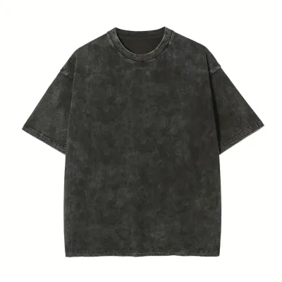 Women Fashion Retro Loose Shoulder Cotton Washed Distressed T-Shirt