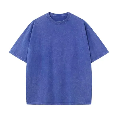 Women Fashion Retro Loose Shoulder Cotton Washed Distressed T-Shirt