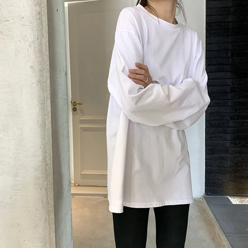 Women Casual Loose Fit Round Neck Long Sleeve T-Shirt