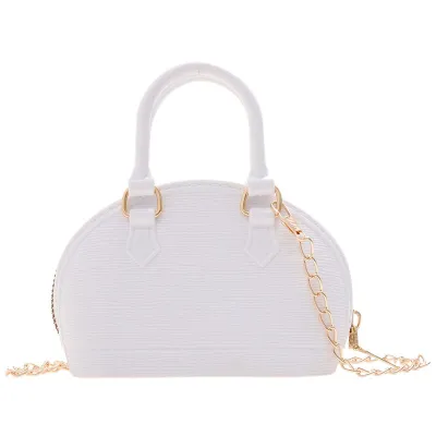 Women Fashion Solid Color Shell Shape Mini Chain Crossbody Bag PVC Zipper