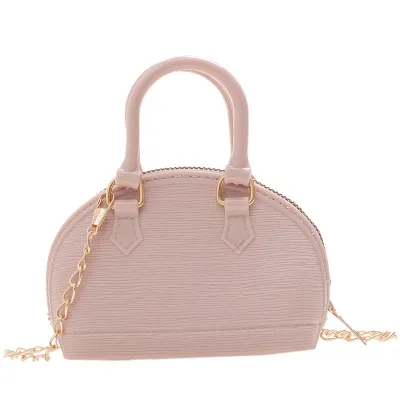 Women Fashion Solid Color Shell Shape Mini Chain Crossbody Bag PVC Zipper